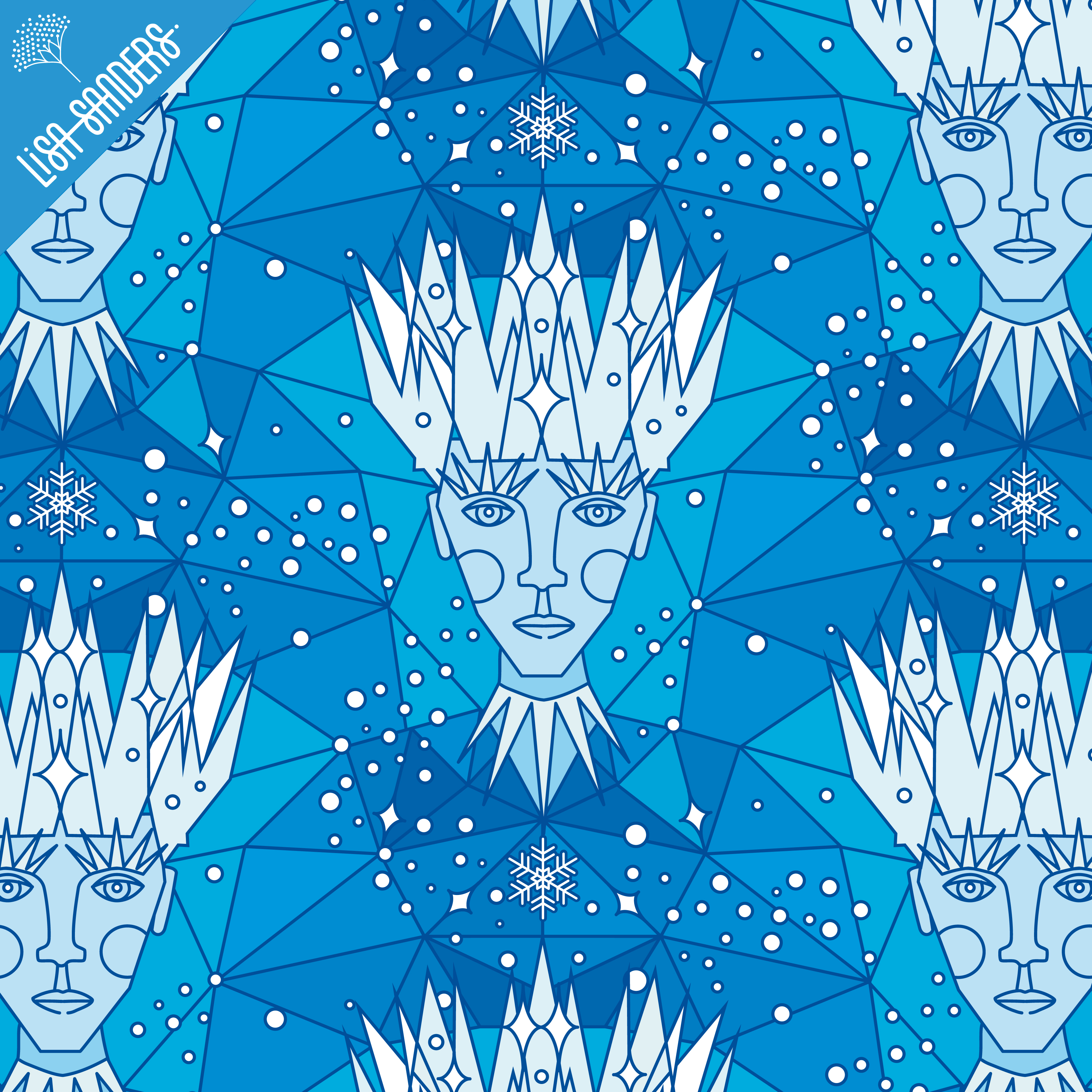 Bio Webware Stoff  - Jack Frost Blau - LisaSanders, Winter, Geometrische Muster, blau, 100% Bio-Baumwolle