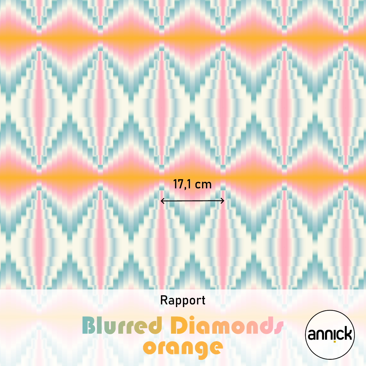 Bio Webware Stoff  -  Blurred Diamond  - Annick, bunt, Abstrakt, 100% Bio-Baumwolle