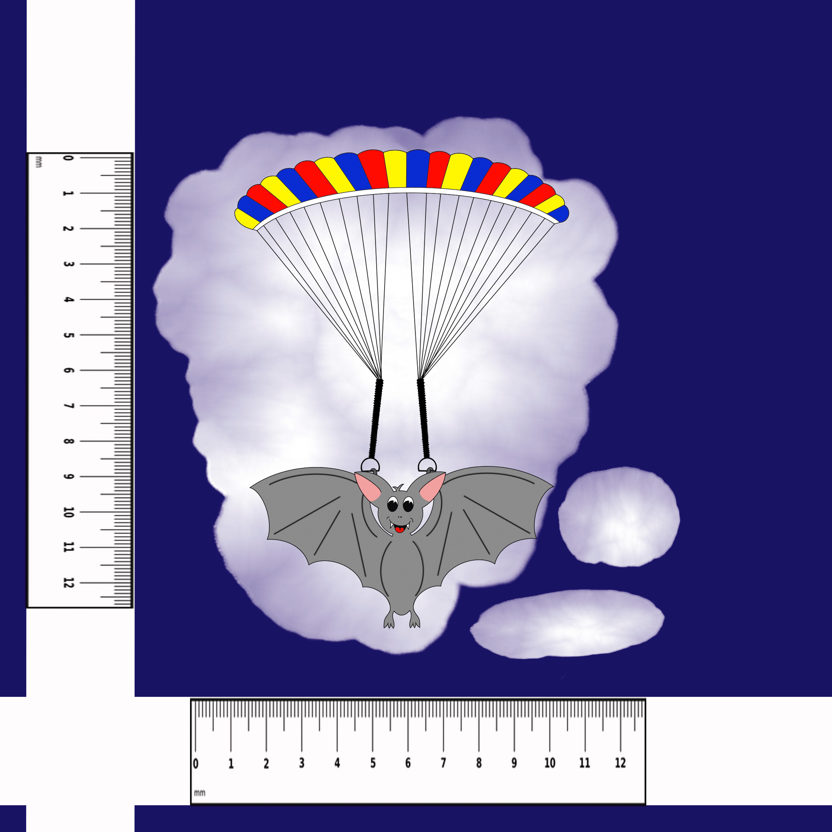 Bio Webware Stoff  - 1 m Panel Happy Bat Night  - KimbusMom, Tiere, blau, Halloween, 100% Bio-Baumwolle