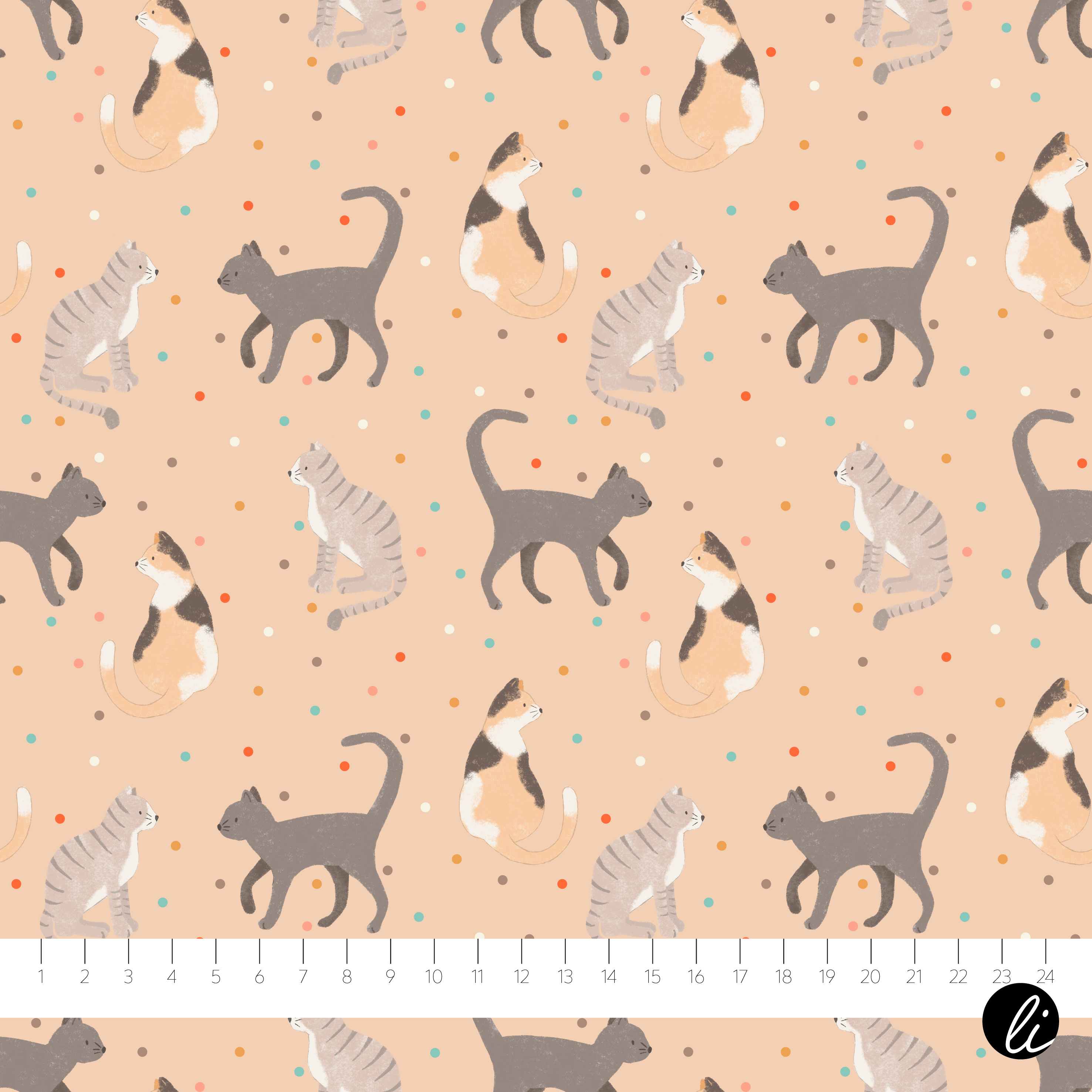 Bio Webware Stoff  - Cats and Dots Rosa - AndreaLiesert, rosa, Tiere, 100% Bio-Baumwolle