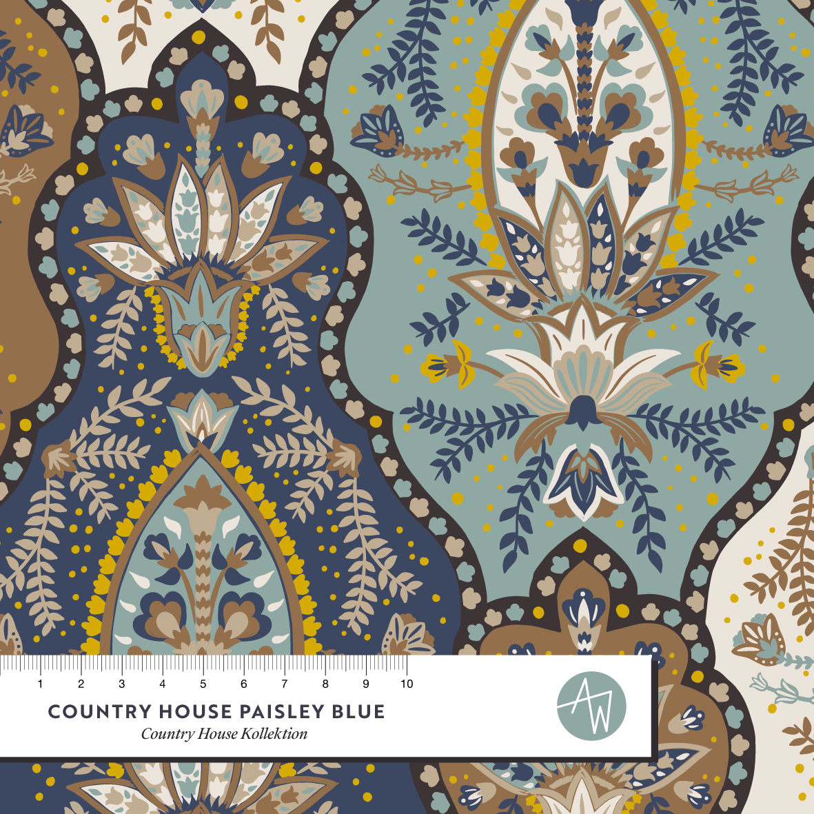 Bio Webware Stoff  - Country House Paisley Blue - AlexandraWeise, blau, Paisley, Ornamente, 100% Bio-Baumwolle