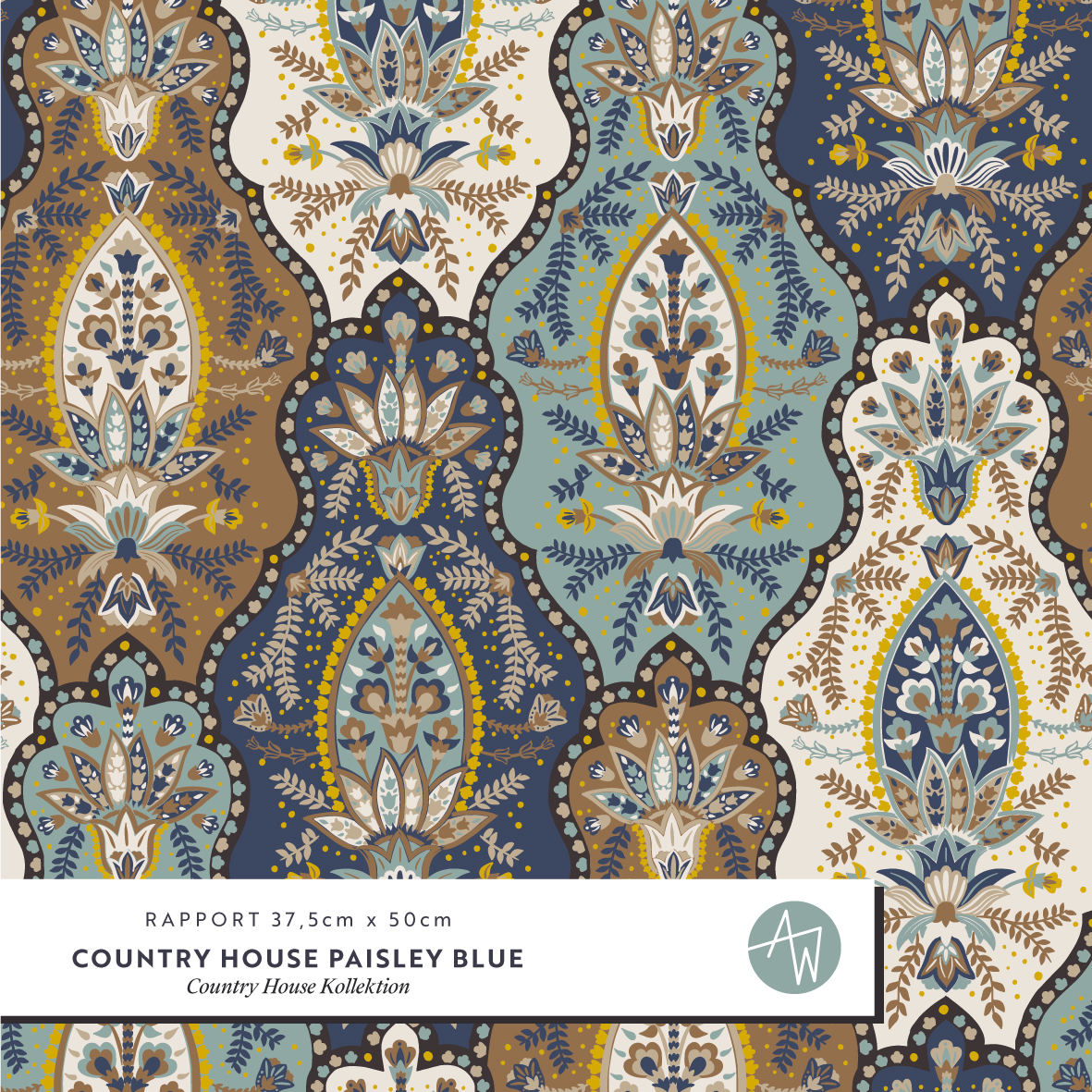 Bio Webware Stoff  - Country House Paisley Blue - AlexandraWeise, blau, Paisley, Ornamente, 100% Bio-Baumwolle