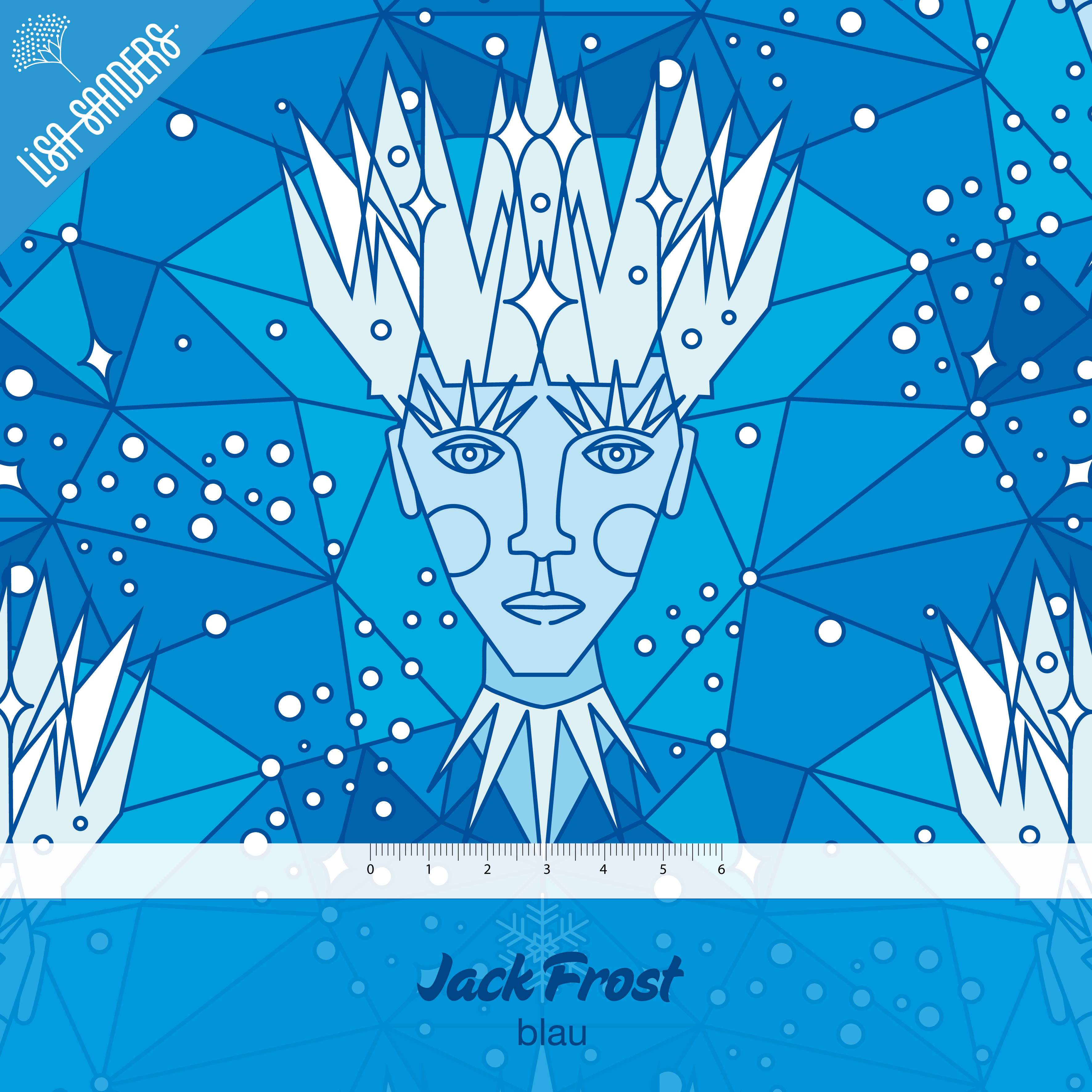 Bio Webware Stoff  - Jack Frost Blau - LisaSanders, Winter, Geometrische Muster, blau, 100% Bio-Baumwolle