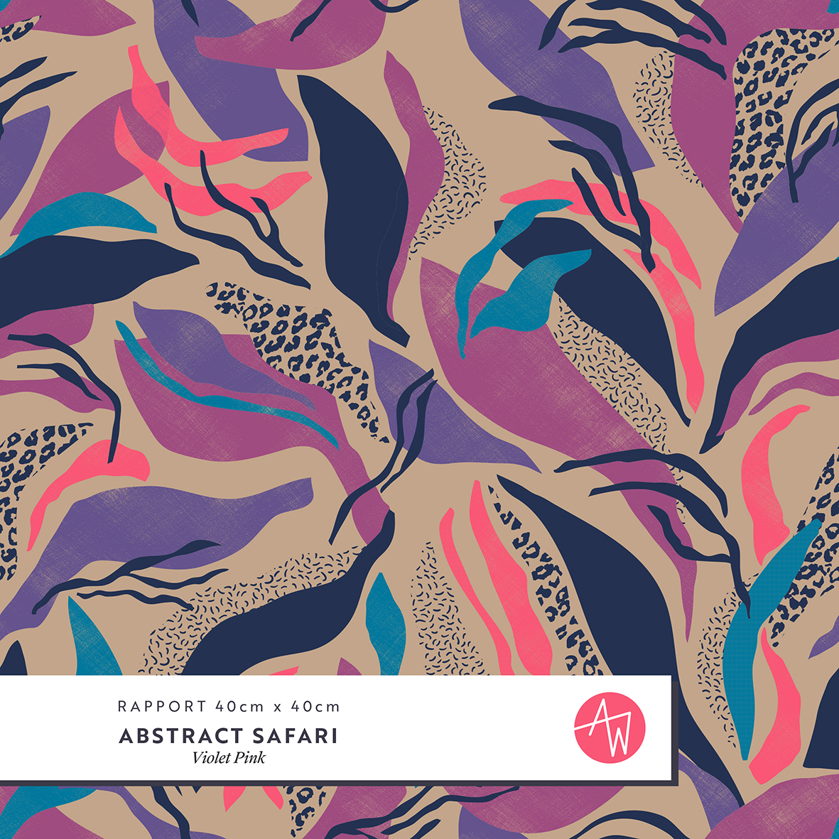 Bio Summersweat Stoff  -  Abstract Safari  - AlexandraWeise, pink, Floral & Blumen, Blätter & Ranken, Breite 150 cm