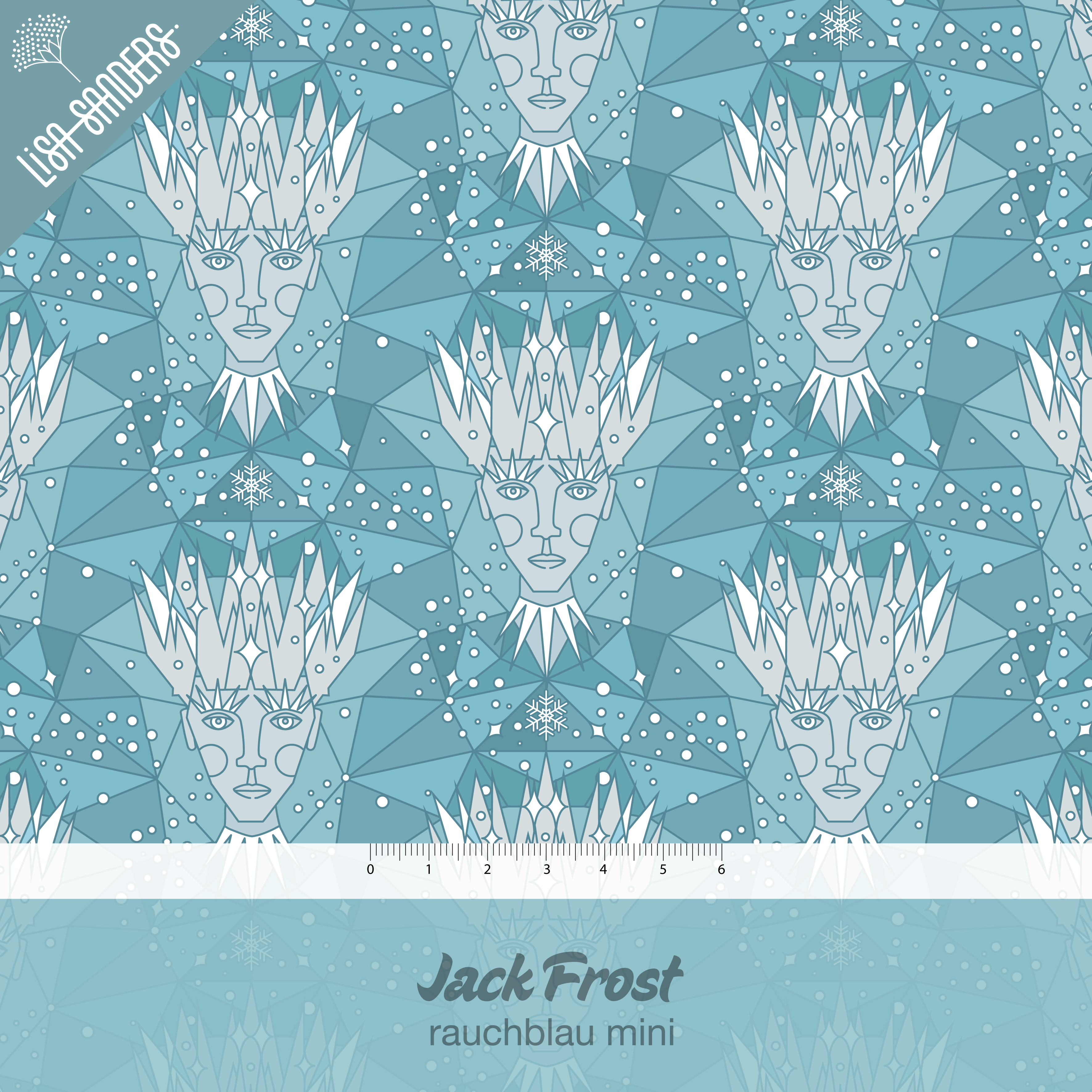 Bio Webware Stoff  - Jack Frost Rauchblau Mini - LisaSanders, Winter, Geometrische Muster, blau, 100% Bio-Baumwolle