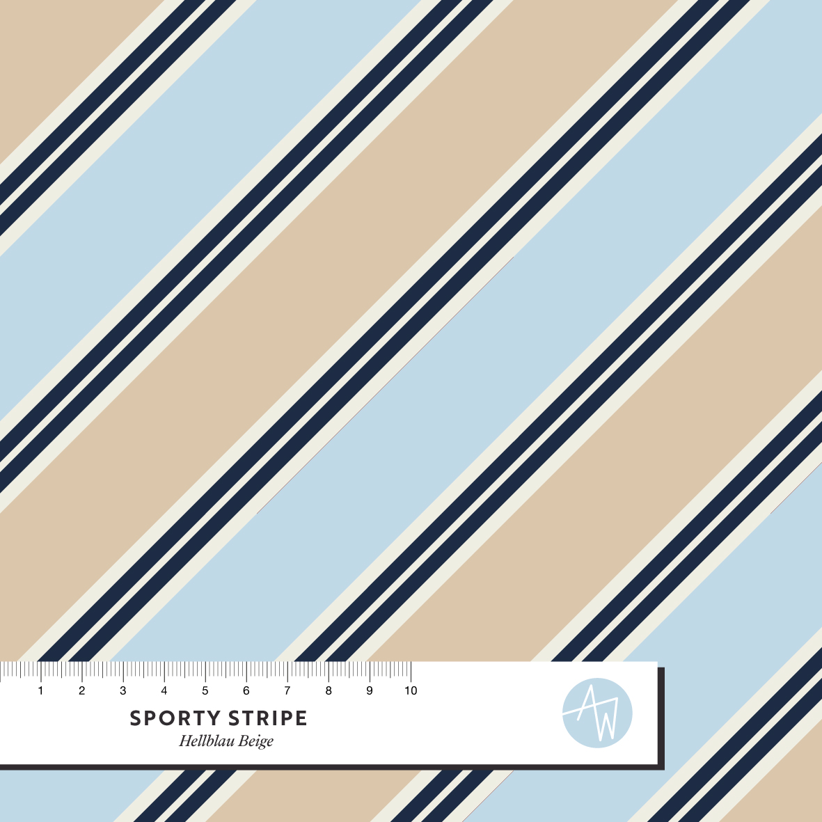 Bio Webware Stoff  - Sporty Stripe hellblau - AlexandraWeise, beige, Sport, Streifen, 100% Bio-Baumwolle