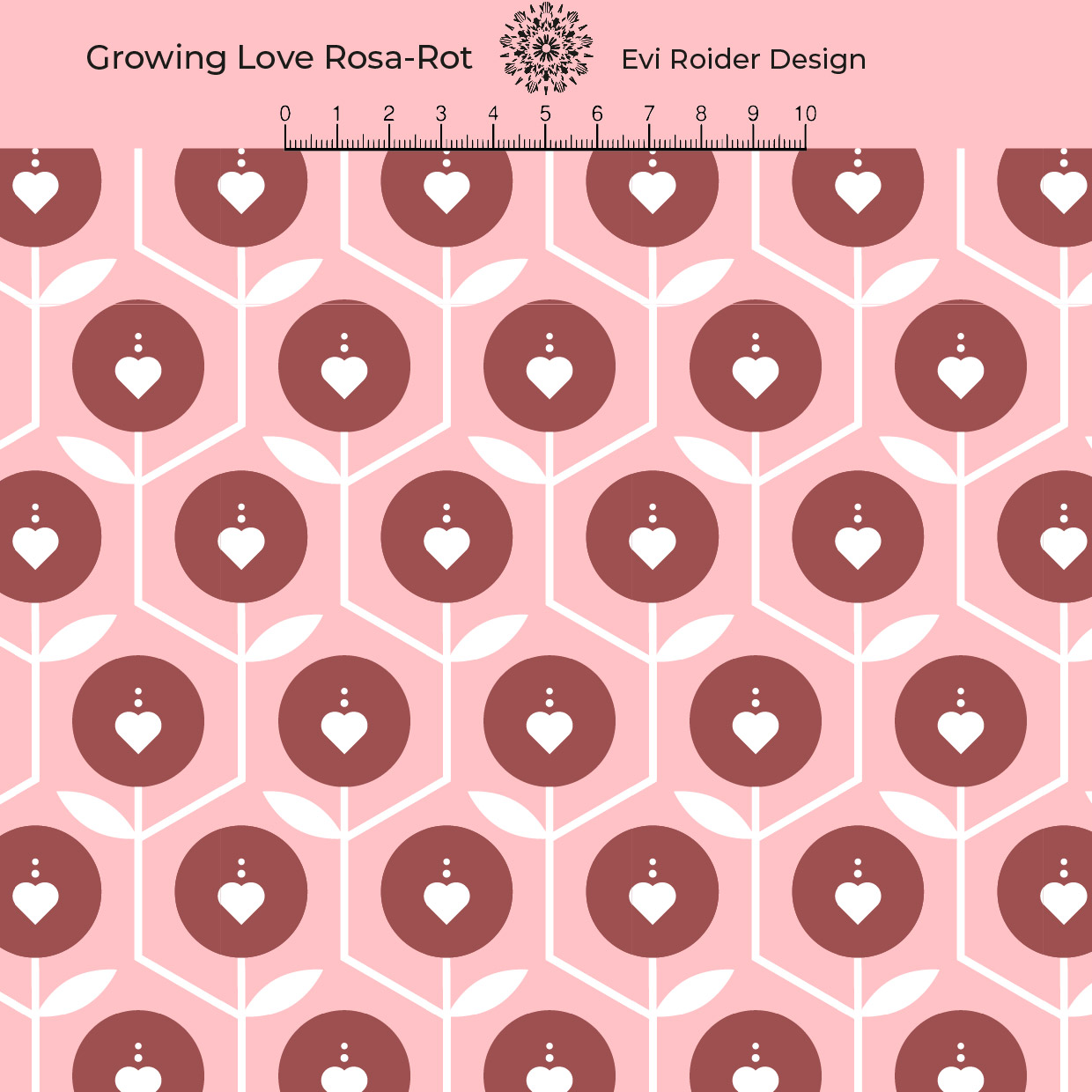 Bio Webware Stoff  - Growing Love Rosa Rot - EviRoider, rosa, Herzen, 100% Bio-Baumwolle