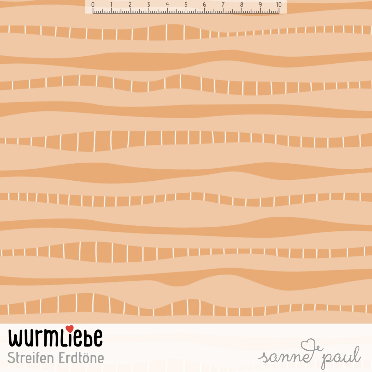 Bio Webware Stoff  - Wurmliebe Streifen Erdtöne - SannePaul, beige, Streifen, 100% Bio-Baumwolle