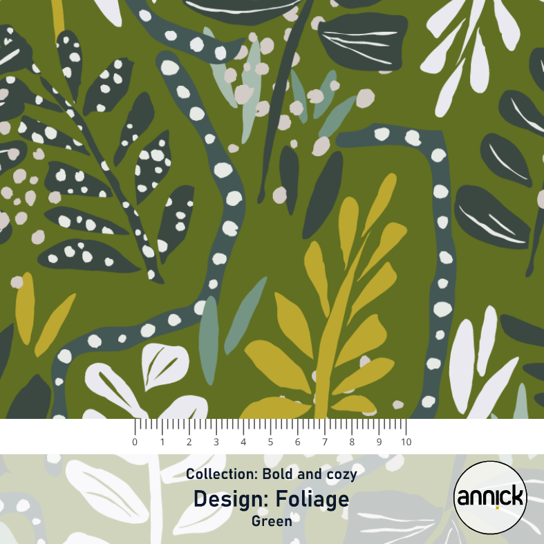 Bio Summersweat Stoff  - Bold and Cozy Foliage Green - Annick, grün, Floral & Blumen, Breite 150 cm