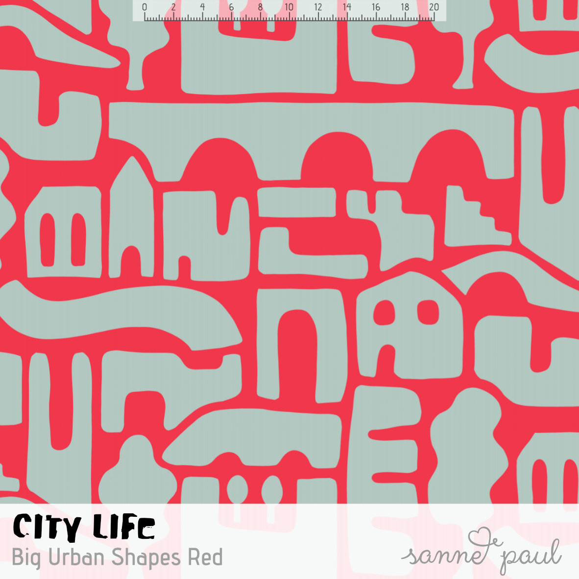 Bio Webware Stoff  -  City Life Big Urban Shapes Red - SannePaul, rot, Abstrakt, 100% Bio-Baumwolle