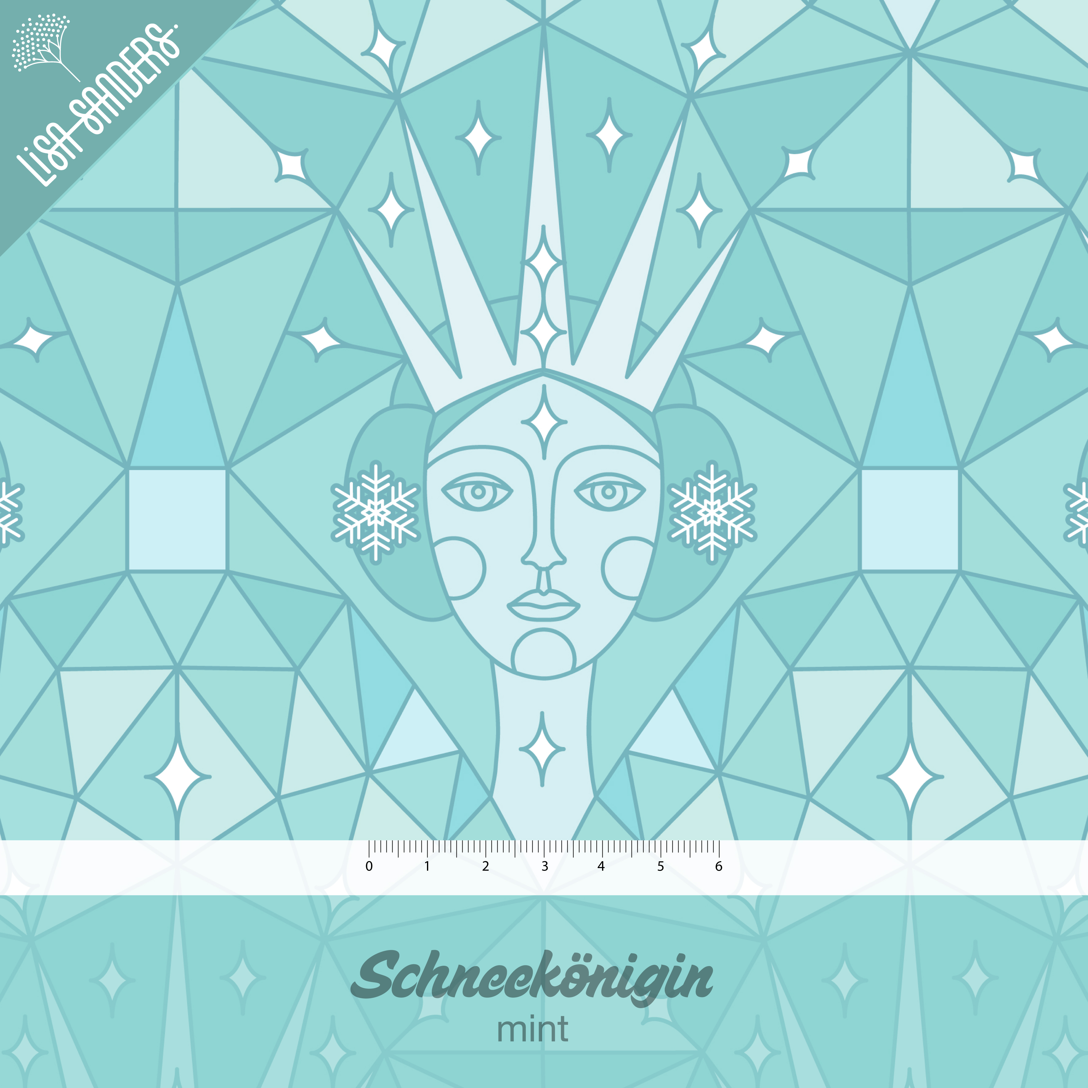 Bio Webware Stoff  - Schneekönigin mint - LisaSanders, Winter, Geometrische Muster, mint 100% Bio-Baumwolle