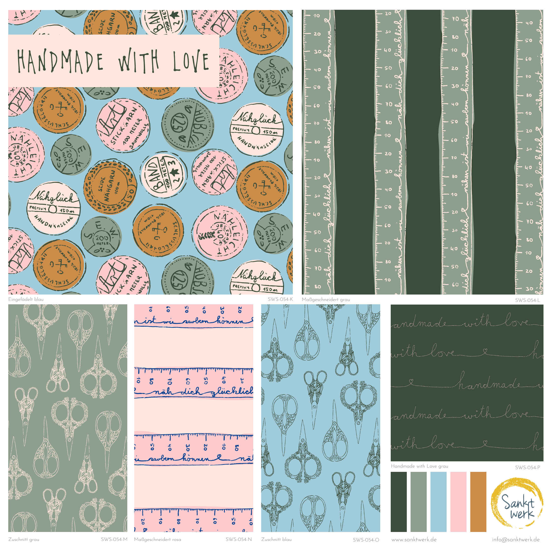 Bio Webware Stoff  - Handmade with love lila - Sanktwerk, lila, Schrift, 100% Bio-Baumwolle