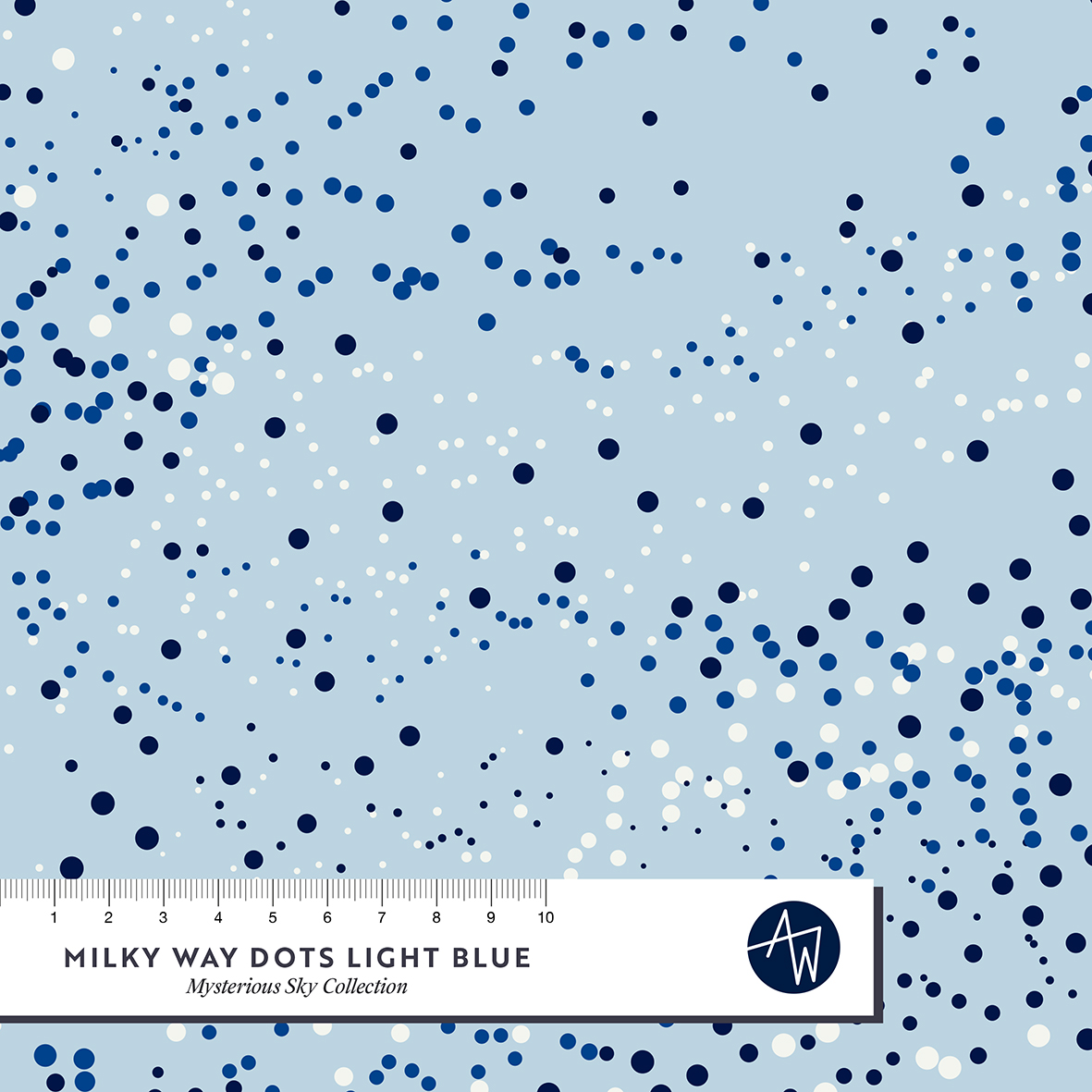 Bio Webware Stoff  -  Milky Way Dots Light Blue - AlexandraWeise, blau, Punkte, 100% Bio-Baumwolle