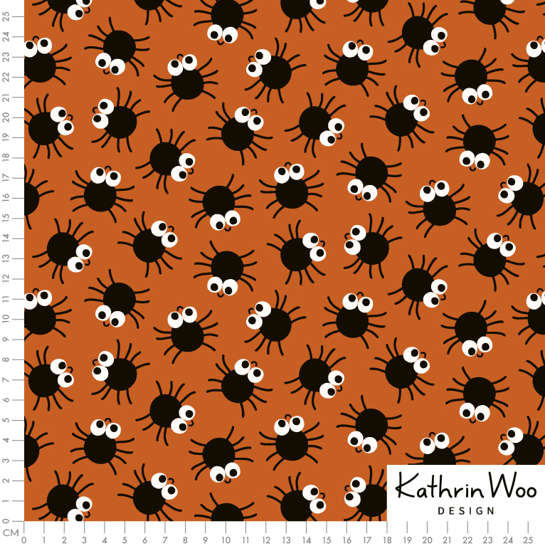 Bio Webware Stoff  - Spinnen Rotorange  - KathrinWoo, Halloween, orange, 100% Bio-Baumwolle