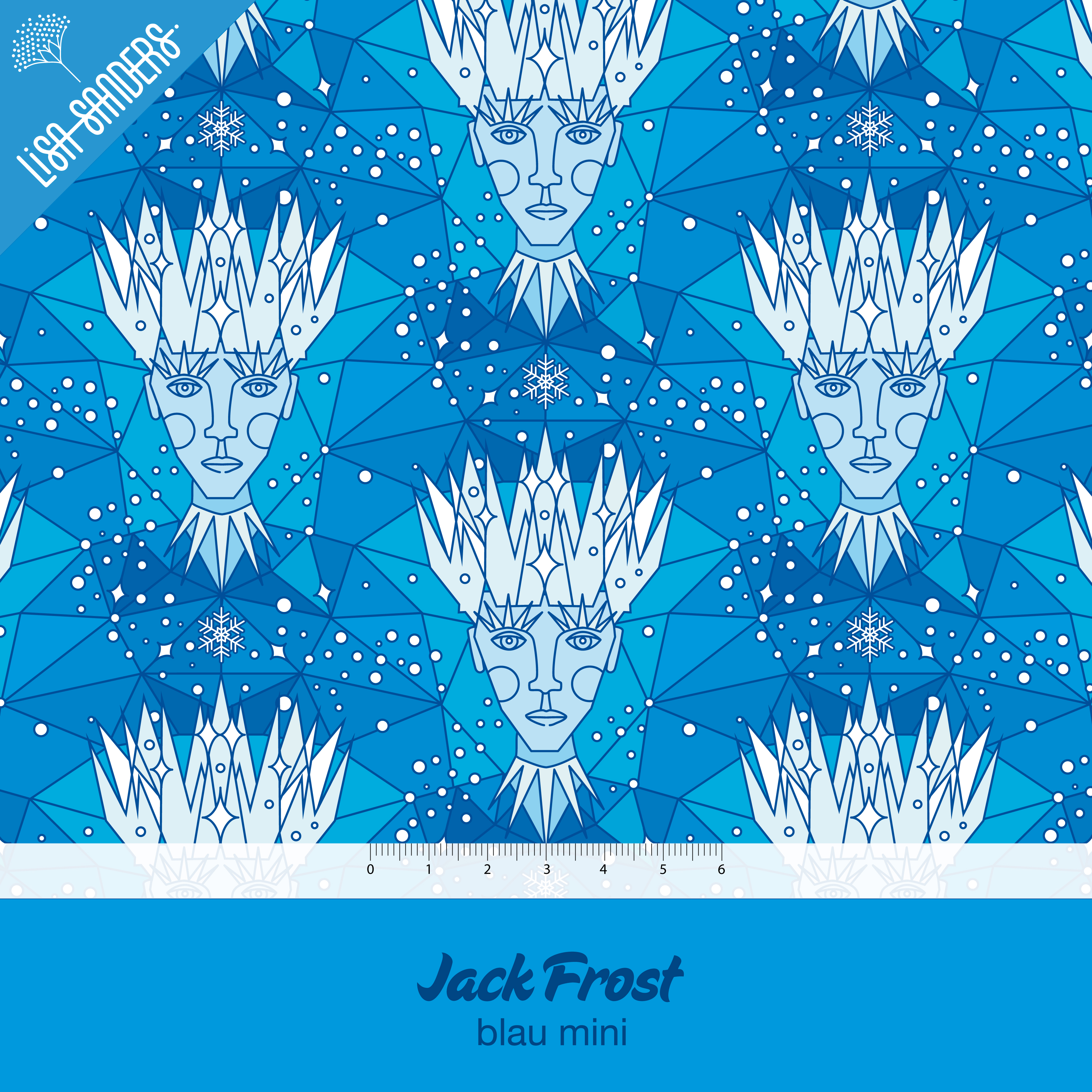 Bio Webware Stoff  - Jack Frost Blau Mini - LisaSanders, Winter, Geometrische Muster, blau, 100% Bio-Baumwolle