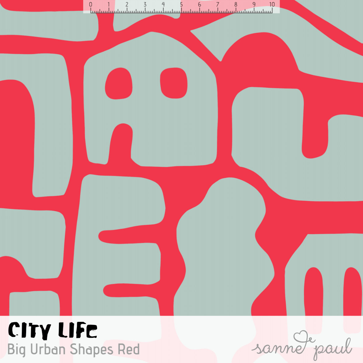 Bio Webware Stoff  -  City Life Big Urban Shapes Red - SannePaul, rot, Abstrakt, 100% Bio-Baumwolle