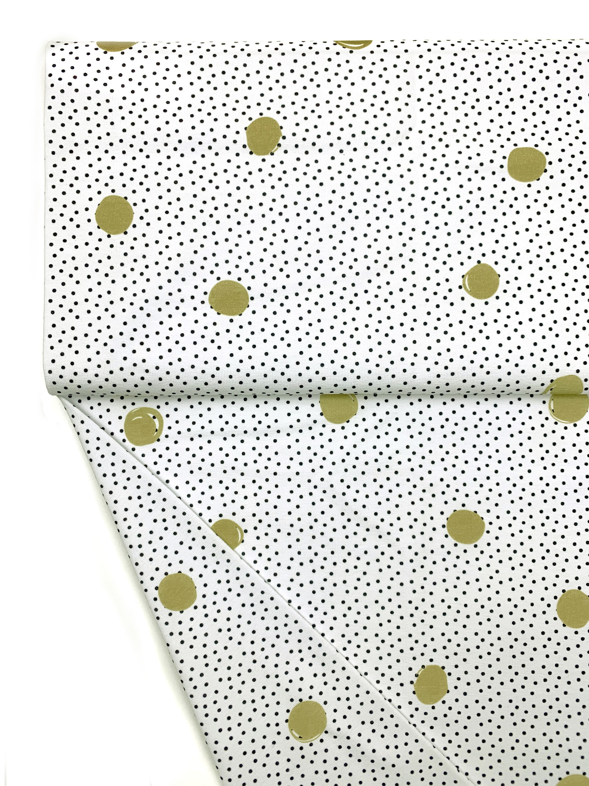 Bio Webware Stoff  -  Waffle Dots moos  - etvoila, weiß, Punkte, 100% Bio-Baumwolle