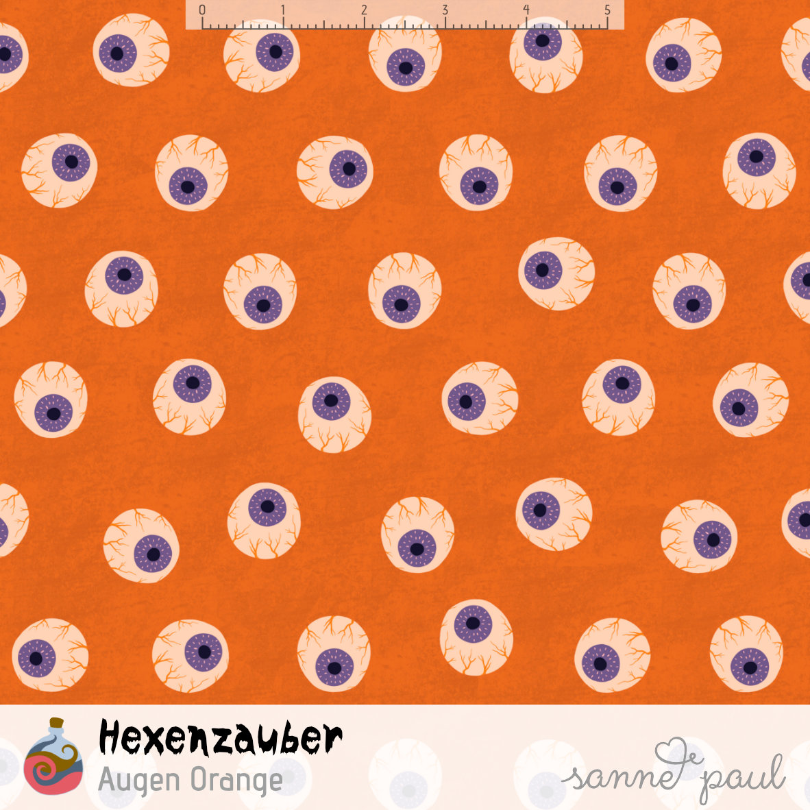 Bio Stoff  -  Hexenzauber Augen Orange - SannePaul, Tiere, orange, Halloween, 