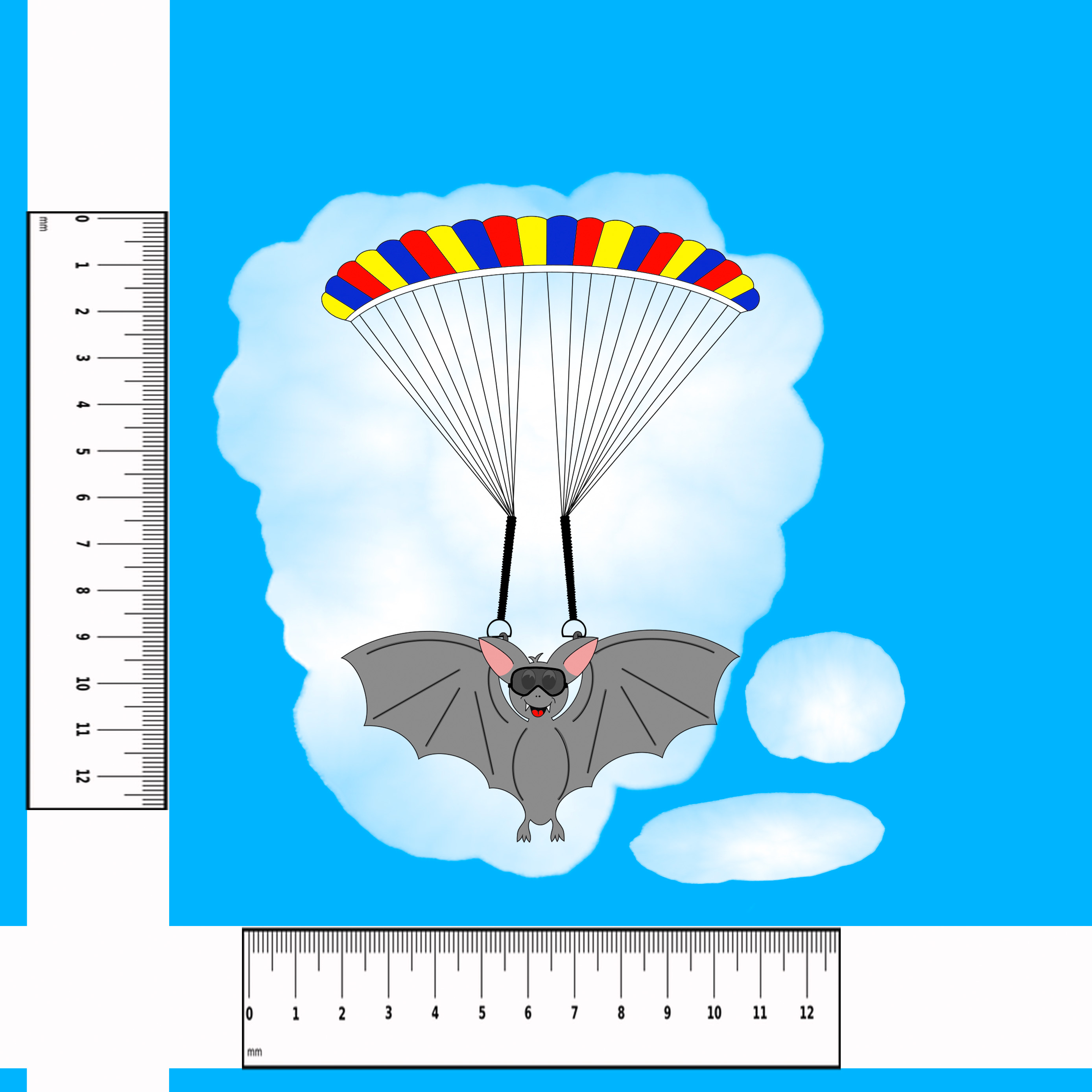 Bio Webware Stoff  - 1 m Panel Happy Bat Day  - KimbusMom, Tiere, blau, Halloween, 100% Bio-Baumwolle