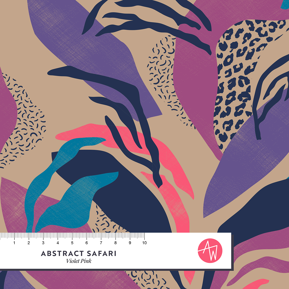 Bio Summersweat Stoff  -  Abstract Safari  - AlexandraWeise, pink, Floral & Blumen, Blätter & Ranken, Breite 150 cm