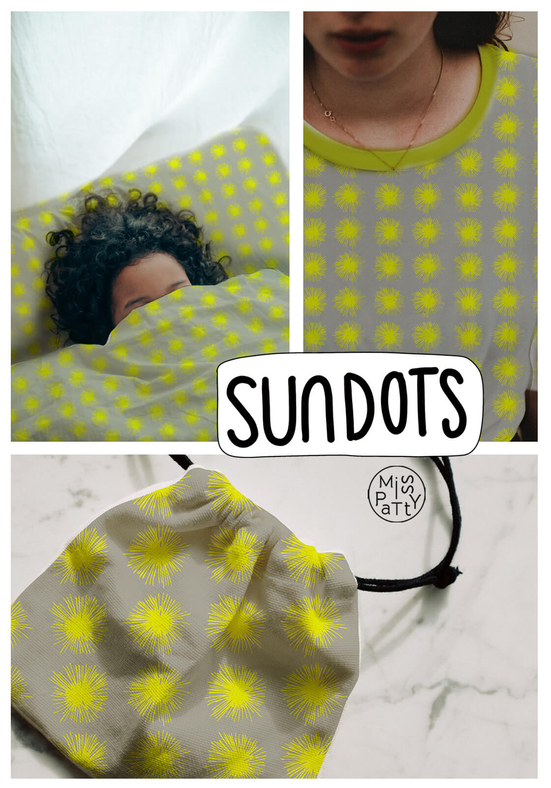 Bio Webware Stoff  -  Sundots  - MissPatty, Frühling, Sommer, grau, gelb, Herren, 100% Bio-Baumwolle