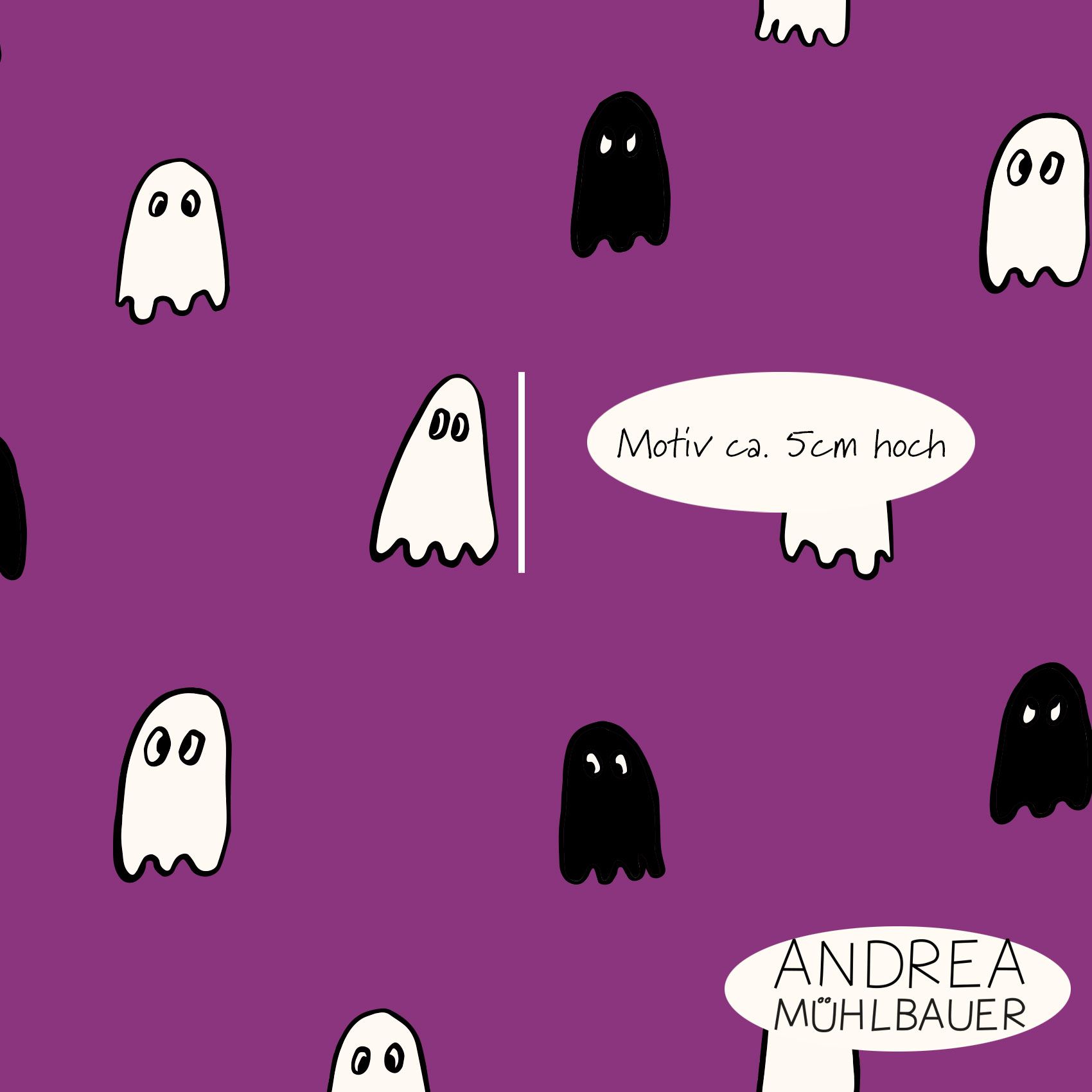 Bio Webware Stoff  -  Trick or Treat Ghost Medium Purple - AndreaMuehlbauer, lila, Halloween, 100% Bio-Baumwolle