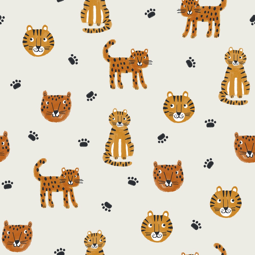 Bio Stoff  -  Jungle Cats  - PetraCoumans, Tiere, creme