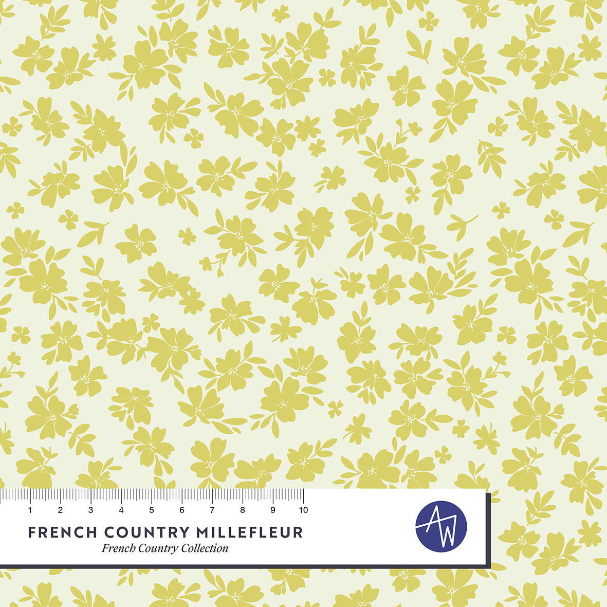 Bio Stoff  -  French Country Millefleur Yellow  - AlexandraWeise, grün, Floral & Blumen, gelb