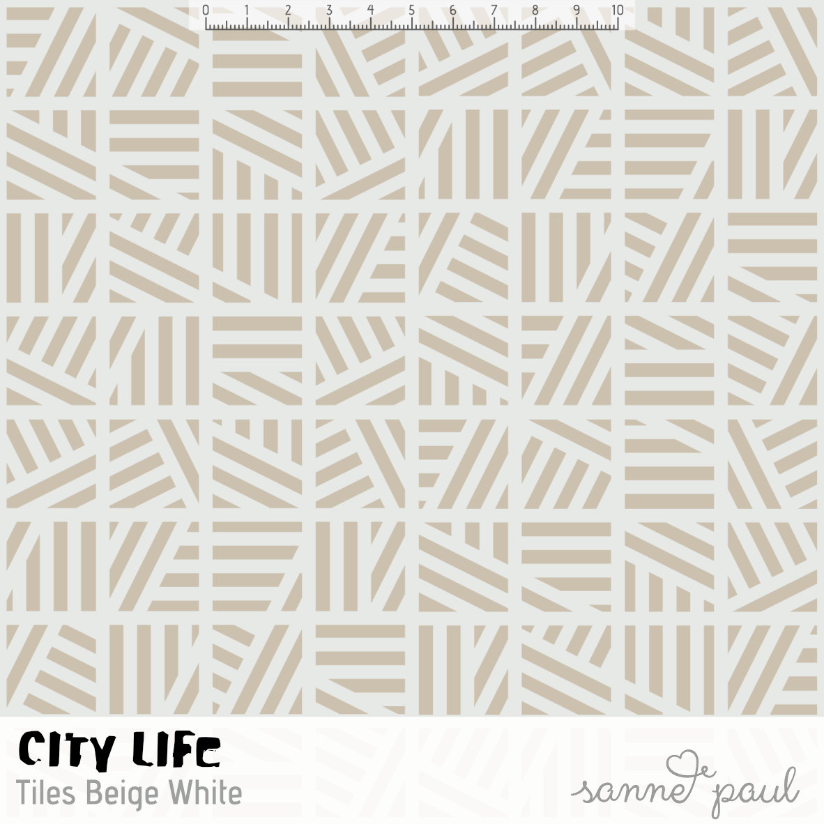 Bio Webware Stoff  - City Life Tiles Lime Beige - SannePaul, beige, Geometrische Muster , 100% Bio-Baumwolle