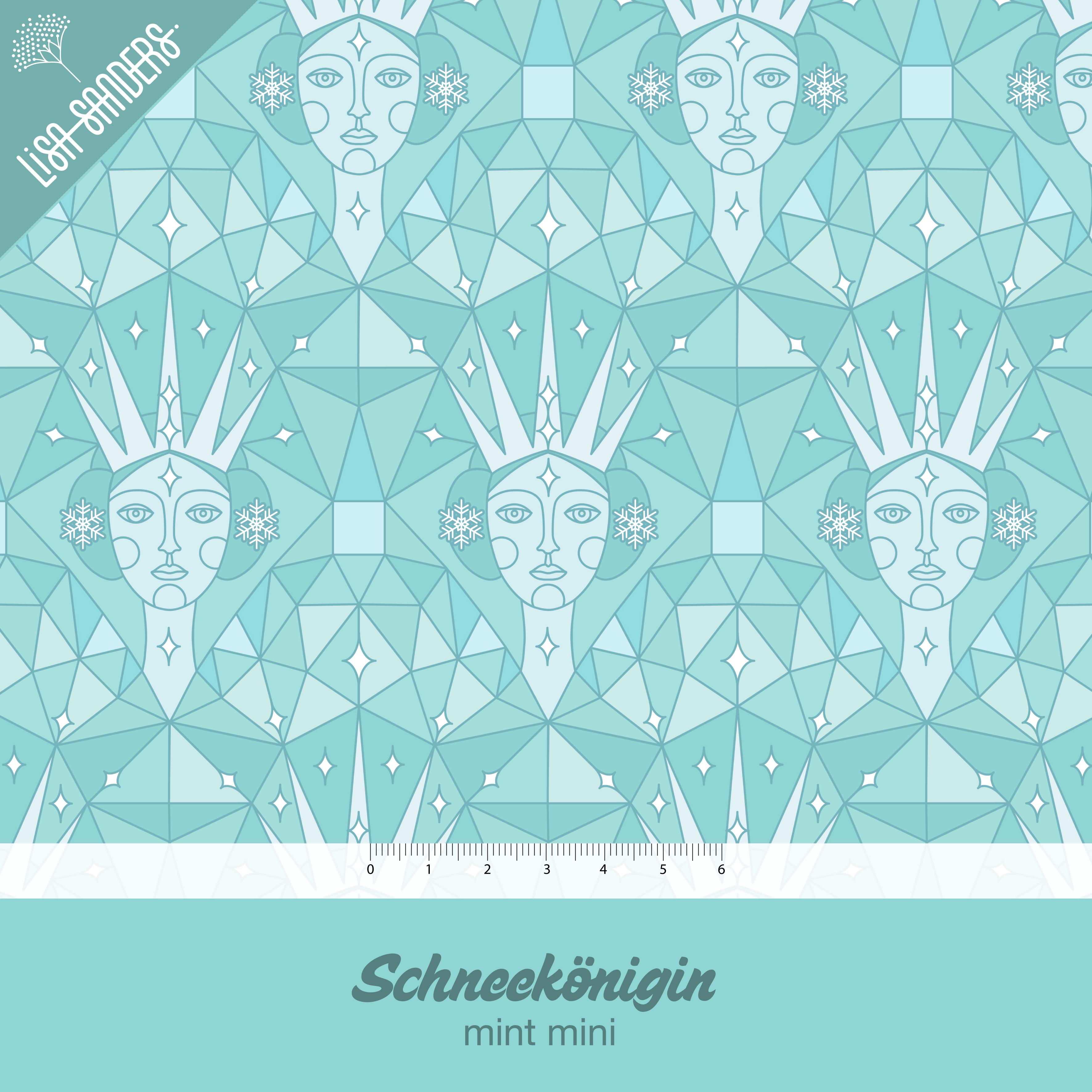 Bio Webware Stoff  - Schneekönigin mint Mini - LisaSanders, Winter, Geometrische Muster, mint 100% Bio-Baumwolle