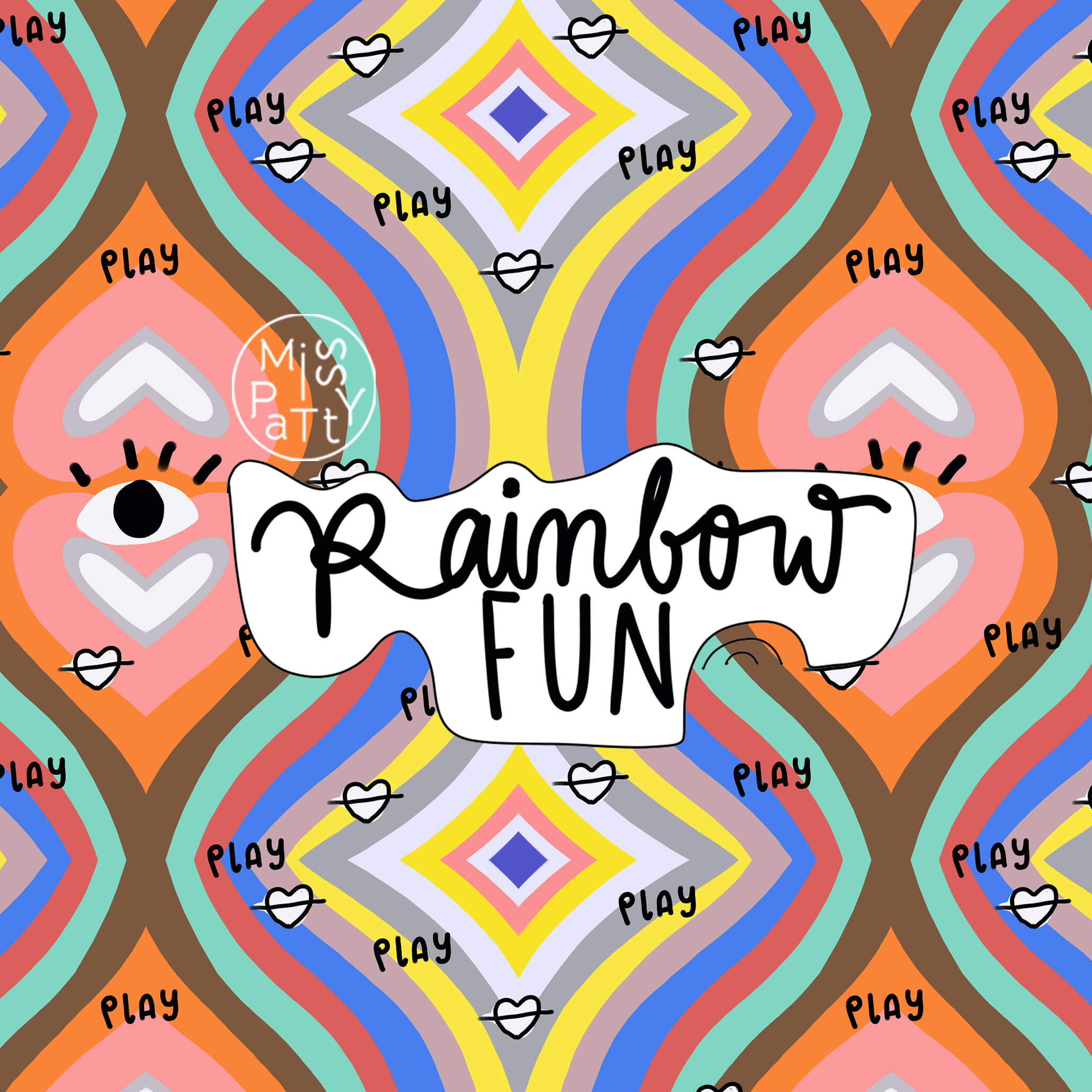 Bio Webware Stoff  -  Rainbow Fun  - MissPatty, bunt, Abstrakt, Regenbogen, 100% Bio-Baumwolle