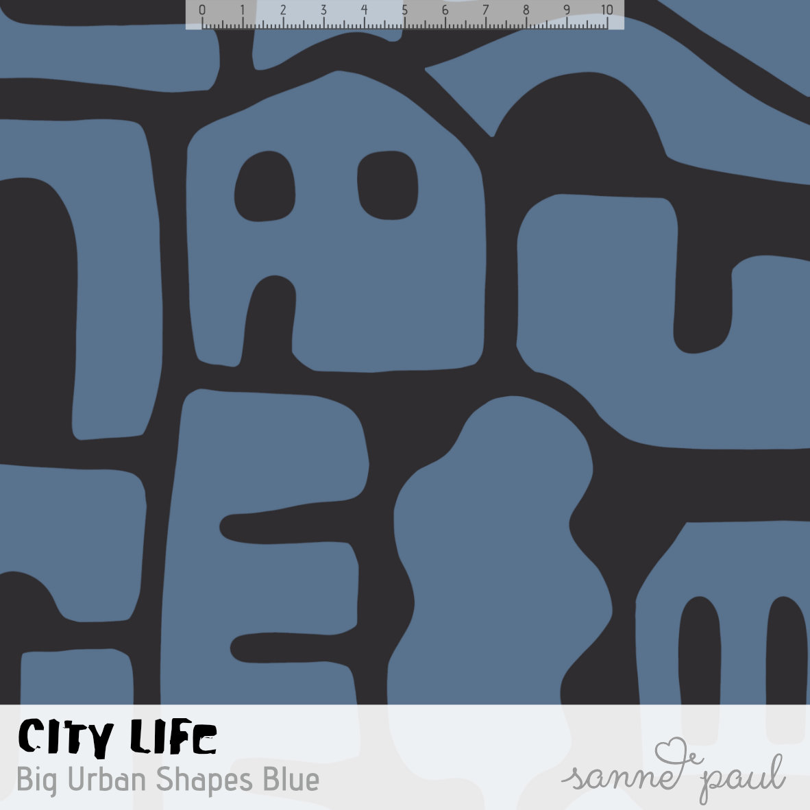 Bio Webware Stoff  - City Lofe Big Urban Shapes Blue - SannePaul, blau, Abstrakt, 100% Bio-Baumwolle