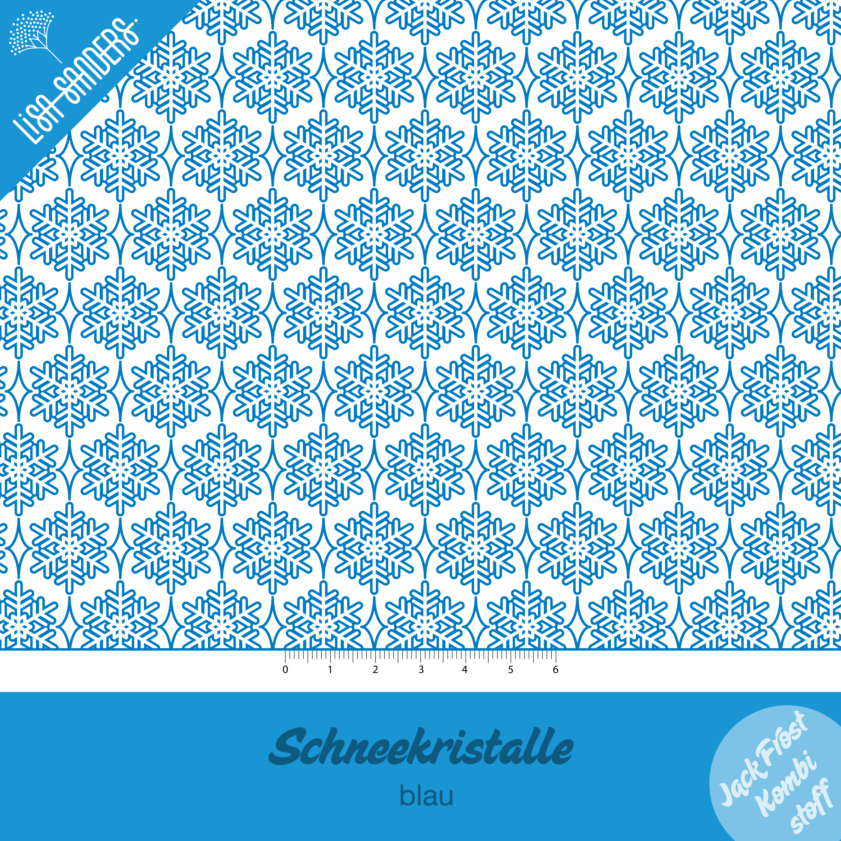 Bio Webware Stoff  - Schneekristalle Blau - LisaSanders, Winter, blau, 100% Bio-Baumwolle