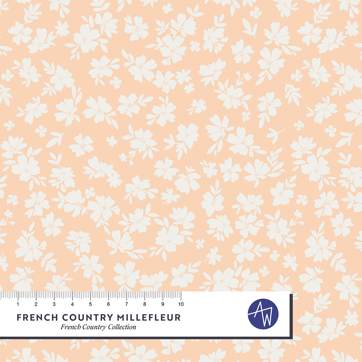 Bio Stoff  -  French Country Millefleur Peach White  - AlexandraWeise, orange, Floral & Blumen