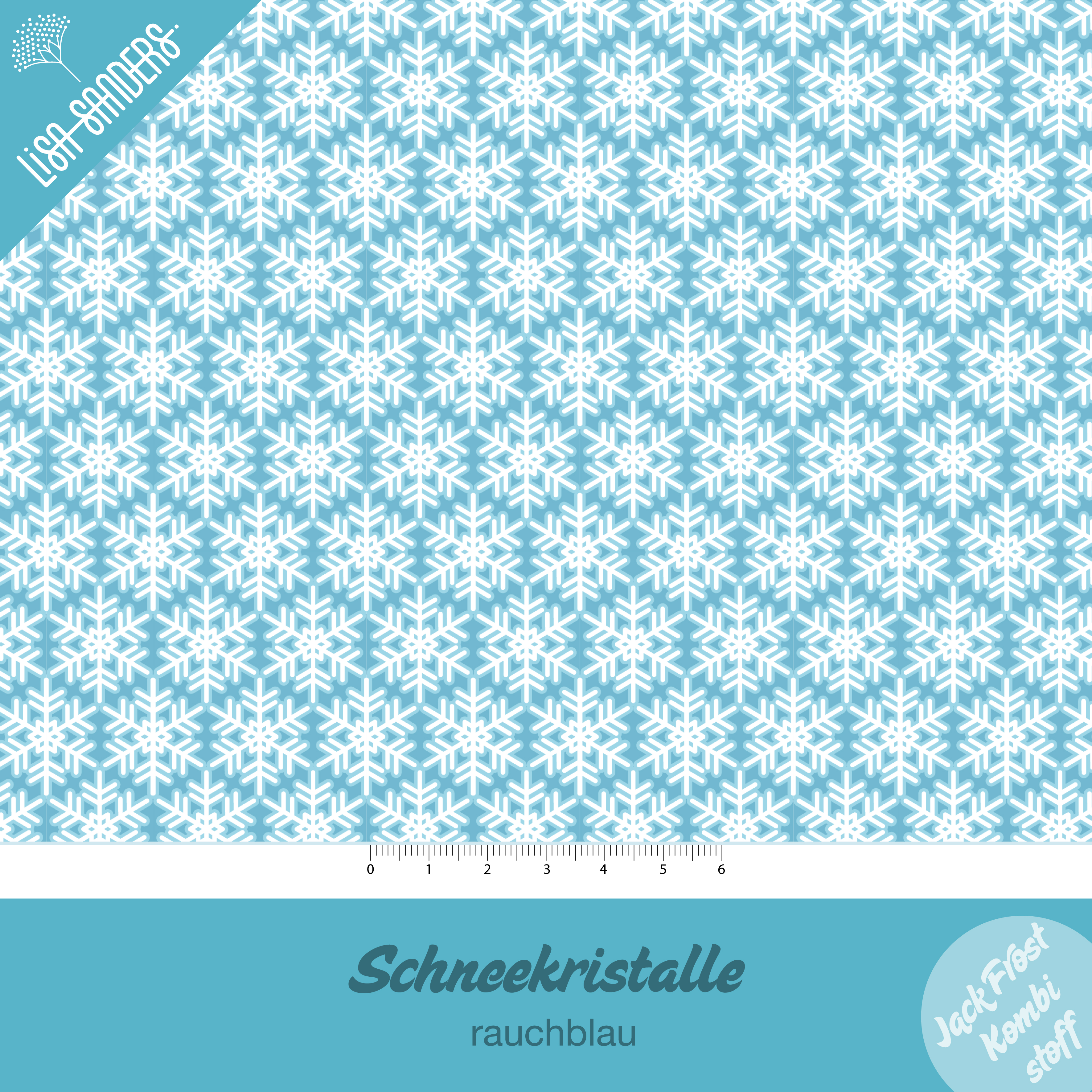 Bio Webware Stoff  - Schneekristalle Rauchblau - LisaSanders, Winter, blau, 100% Bio-Baumwolle