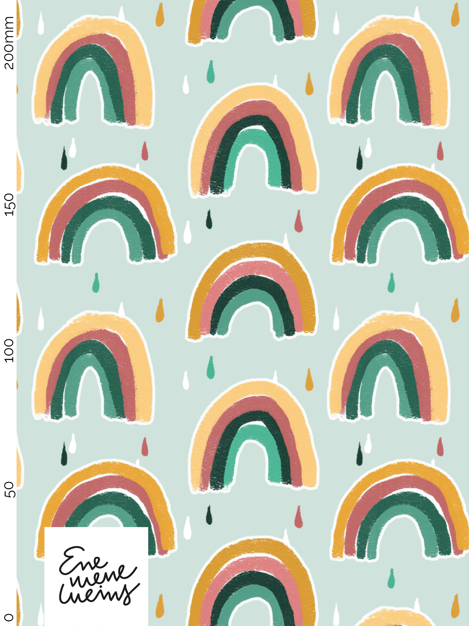 Bio Webware Stoff  -  Rainbow  - Enemenemeins, bunt, mint, Regenbogen, 100% Bio-Baumwolle