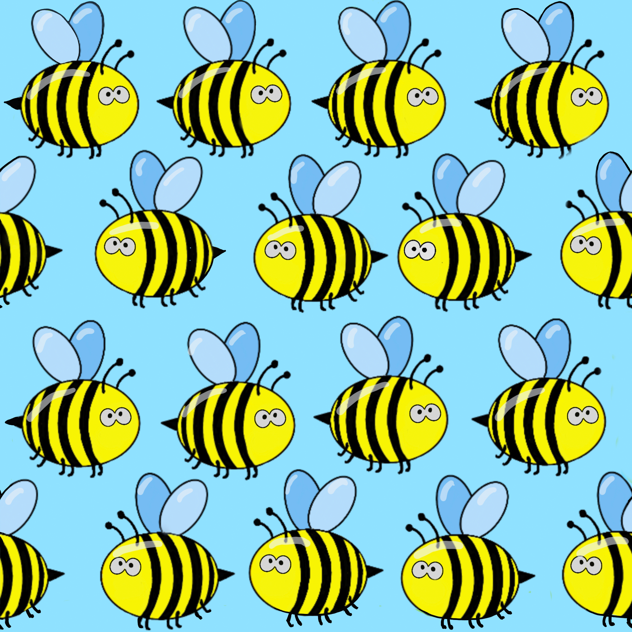 Bio Stoff  -  Cartoon Bees  - Spraoi, Tiere, blau