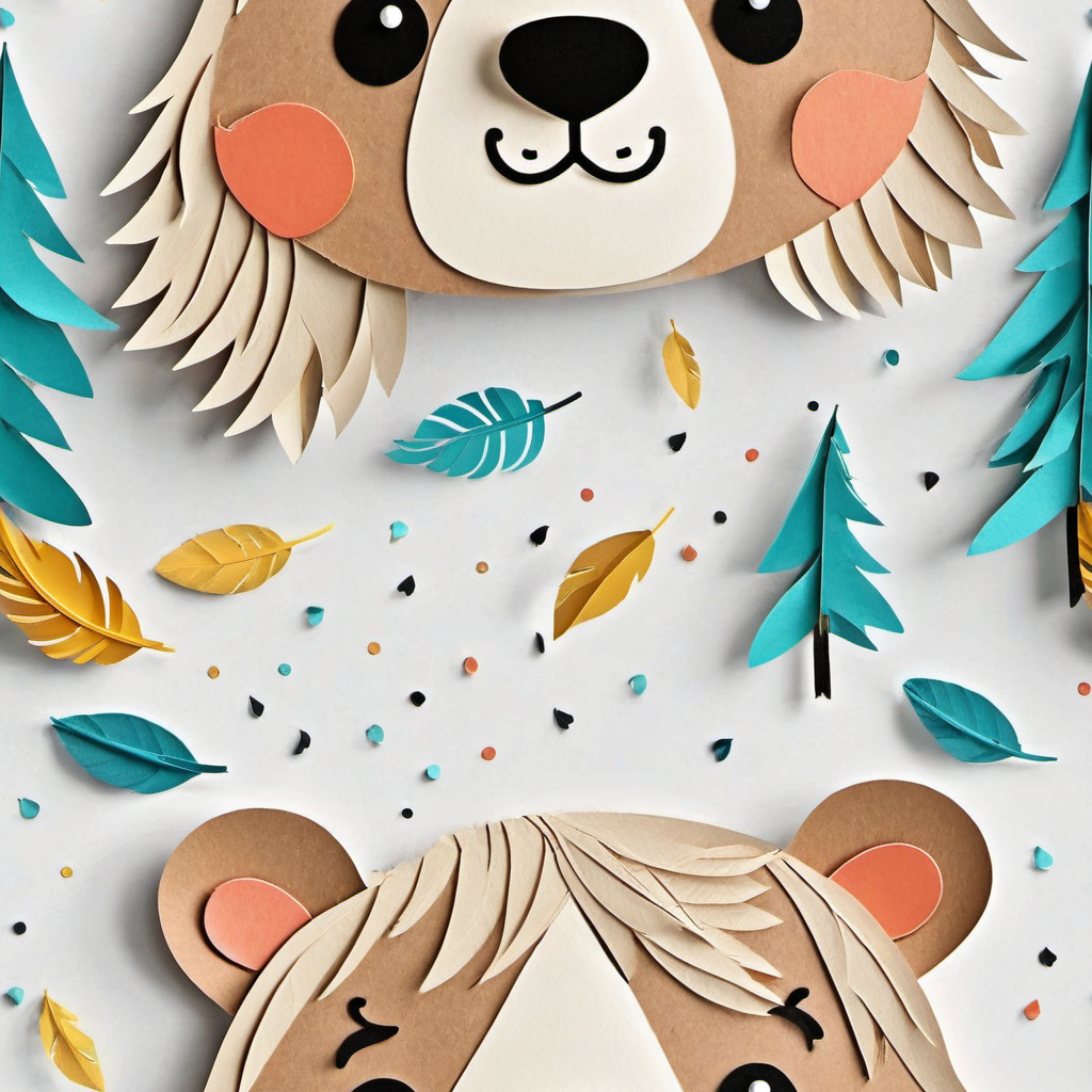 Bio Webware Stoff  -  Paper Bears  - LilleSelection, Tiere, bunt, creme, 100% Bio-Baumwolle